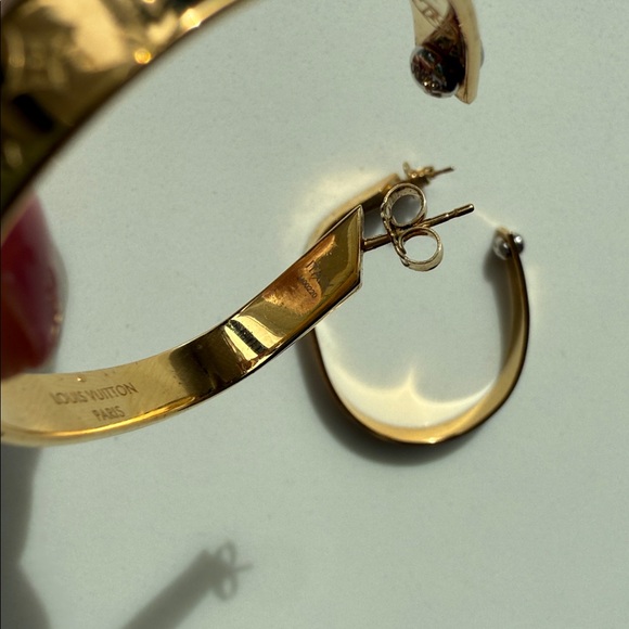 Louis Vuitton Monogram Gold Hoop Earrings - Picture 5 of 5